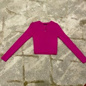 Magenta ribbed button shirt